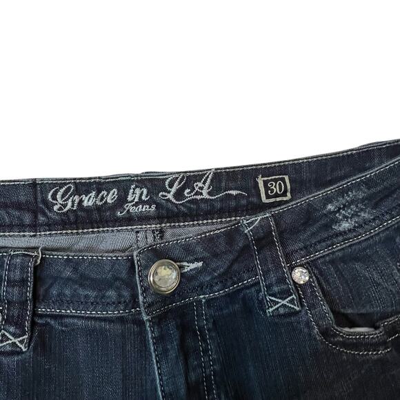 Grace in LA Jeans Size 13/30 Embellished Bootcut Rhinestone Pockets FLAW - Picture 13 of 15